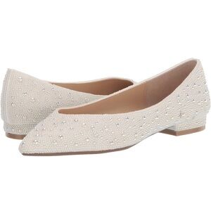 Betsey Johnson Women's Jude Ballet Bridal Flat Ivory White With Pearls 6.5